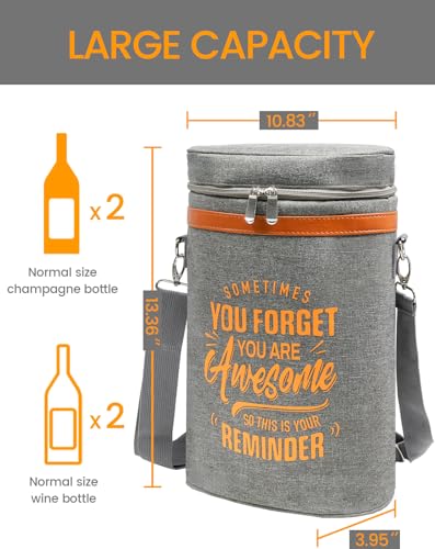 Wine Cooler Bag Gift Set with 2 Tumblers, Insulated Portable Wine Carrier Holds 2 Bottles, Perfect for Outdoor Use, Ideal Easter Birthday Anniversary Gift for Women & Men Wine Lovers