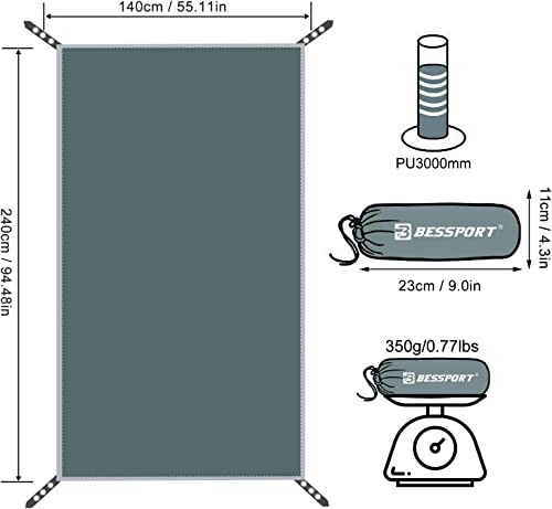 Bessport Tent Footprint for 1-2-3-4 Person Tent Waterproof Camping Tarp with Drawstring Carrying Bag for Picnic, Hiking and Other Outdoor Activities - color: 94.48×55.11in/240×140cm