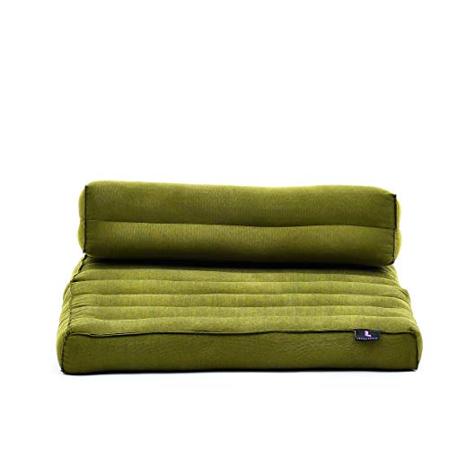 Leewadee Foldable Floor Mattress – 2 in 1 Floor Meditation Mat for Yoga and Relaxation, Seating Futon with Kapok - color: Cl23 - Green