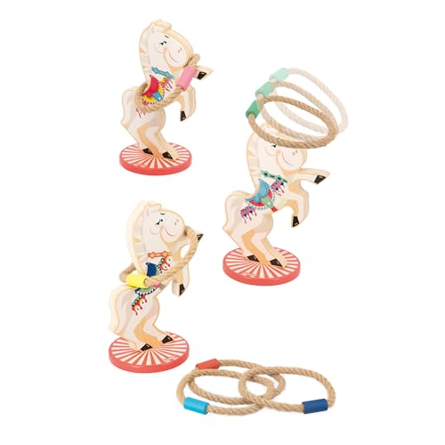 Janod - Applepop Horse Ring Toss Wooden Carnival Game - Family Game Night - Family Fun Game - Develops Coordination Skills, High Safety Standards - French Design Quality, Durable Wooden Construction - style: Horse Ring Toss Game