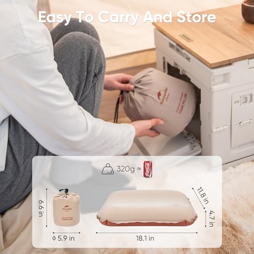 Naturehike Camping Pillow with Memory Foam, Self-Inflating Portable Pillow, Camping Essentials, Ergonomic for Neck Support, Travel Pillows for Camping, Airplanes, Hiking, Backpacking, Hammock - style: Camping Pillow