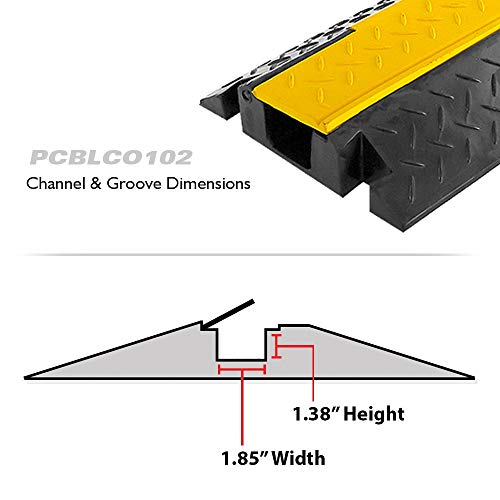 Pyle Durable Cable Protective Ramp Cover - Supports 11000 lbs, Single Channel Heavy Duty Cord Protection with Flip-Open Top Cover, 39.4”x5.11”x1.8” Cable Concealer for Indoor, Outdoor Use - PCBLCO102 - style: 1 Pack