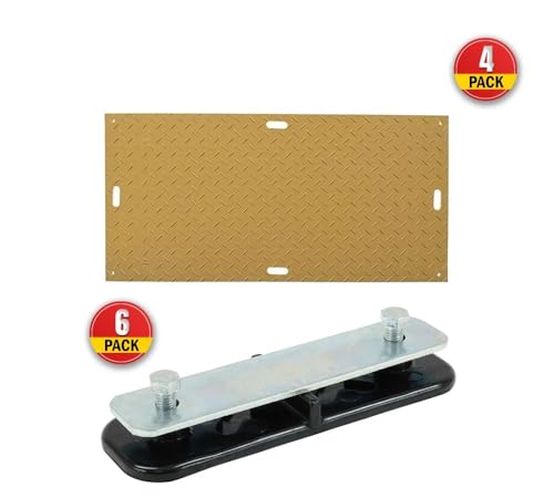 Mytee Products 4 Pcs Ground Protection Mats 4' x 8' - Tan, 4ft (W) x 8ft (L), Heavy Equipment Mats w/ 6 Pcs Single Connectors - color: Tan, size: 4 - Pack