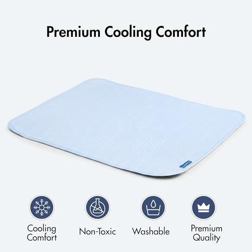 Spark Paws Cooling Mat for Dogs - Self Cooling Dog Mat & Pet Cooling Pad for Large, Medium & Small Dogs - Non-Toxic, Non-Gel Washable Cooling Bed - Waffle - Blue - Size S - color: Waffle Blue, size: Small