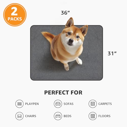 Dog Pee Pad Washable-Extra Large Instant Absorb Training Pads Non-Slip Pet Playpen Mat Waterproof Reusable Floor Mat for Puppy/Senior Dog Whelping Incontinence Housebreaking (31"x36"-(2PACK)) - size: 31"x36"-(2PACK)