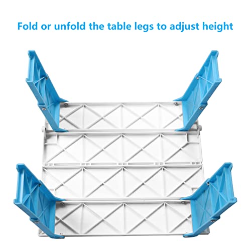 Modern-Depo 15.9"x14.2"x9.6" Large Portable Folding Beach Table for Sand Foldable Height Adjustable Side Table Desk for Camping Picnic BBQ with Carry Bag, Cyan - color: Cyan