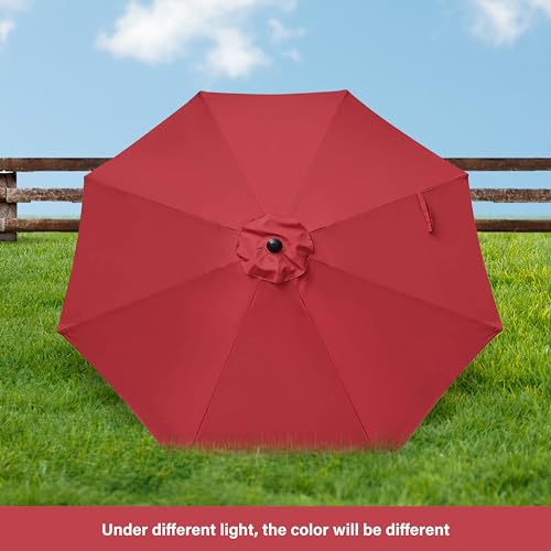HealSmart 9ft Patio Umbrella with Push Button Tilt/Crank, Outdoor Table Market Yard Umbrella with 8 Sturdy Ribs for Garden, Backyard, Deck, Pool, Red - color: Red, size: 9FT