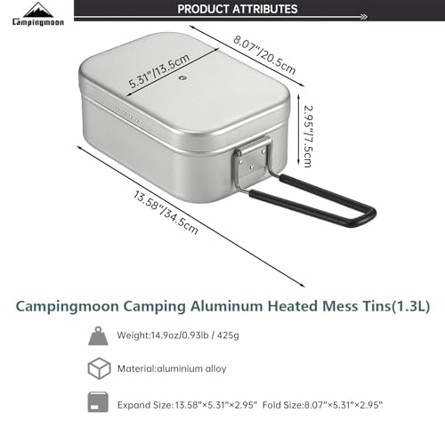 Campingmoon Camping Mess Tin Pressure Relief Aluminum Dinner Box Camping Bowls Cooking Pot with Foldable Handle for Camping & Cooking - color: S-2013(White)