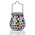 Afirst Mosaic Solar Lanterns Outdoor - Glass Hanging Solar Lights Hollow Out Waterproof Table Lamp Outdoor Decorative for Garden, Patio, Holiday Party Outdoor Decoration - style: Cube