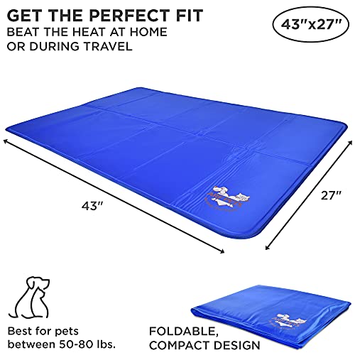 Arf Pets Dog Cooling Mat 27” x 43” Pad for Kennels, Crates and Beds, Non-Toxic, Durable Solid Self Cooling Gel Material. No Refrigeration or Electricity Needed - size: 27 x 43