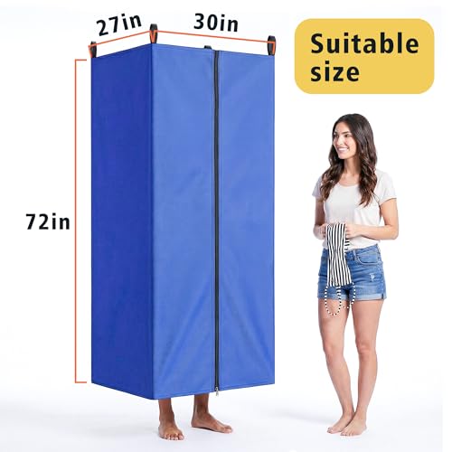 UNIFAMILY Waterproof Pontoon Tent, Privacy Boat Tent, 30 * 27 * 72 in Heavy Duty Hanging Changing Room, Privacy Curtains for Pontoon Boats, Boats Tents Attaches to Bimini Top Poles (Blue) - color: Blue