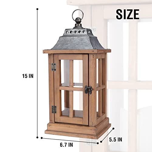 Bdor Lantern Decorative (Set of 2) - 15in IP65 Waterproof Vintage Style Candle Lantern, Decorative Lanterns for Home Decor, Indoor Outdoor, Front Porch, Garden, Farmhouse Weddings Style (No Candles)