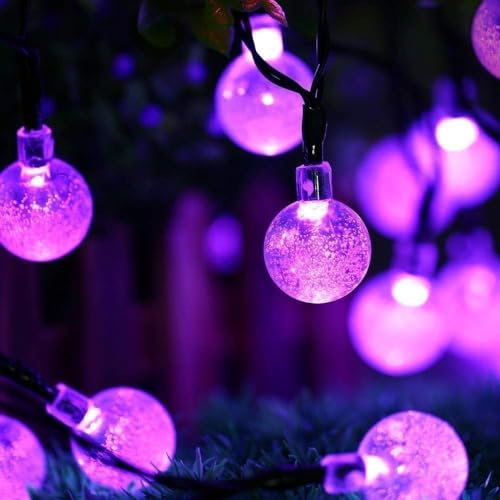 Toodour Solar String Lights Outdoor, 56ft 100 LED Globe String Light with 8 Mode, Waterproof Crystall Ball Lights Solar Patio Lights for Garden, Lawn, Patio, Gazebo, Yard, Outdoor Decor - Purple - color: Purple, size: 56ft