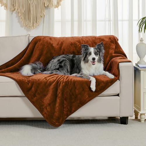 Waterproof Blanket for Bed Couch Sofa, Soft Liquid Pee Proof Pet Blanket for Dog Puppy Cat, Reversible Sherpa Fleece Furniture Protector (Caramel, 50x60 inches) - color: Caramel, size: 50x60 inches