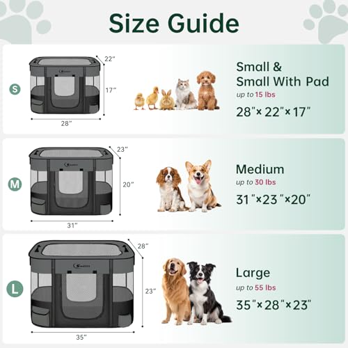 Dog Playpen,Cat Pet Puppy Pen,Portable Playpens for Dogs Indoor Outdoor Travel Camping Use,Foldable Dog Kennel Tent Crate for Rabbit Small Animals with Carrying Case (Dark Grey with Pad, Small) - color: Dark Grey with Pad, size: Small