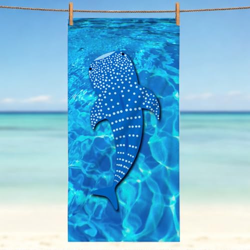 Whale Shark Microfiber Lightweight Beach Towel Sand Free Quick Dry Absorbent Thin Towels Blanket for Swimming Pool Camping Beach Vacation Essentials Accessories Travel Things for Cruise Gym - color: Lcs Multicolor 1539