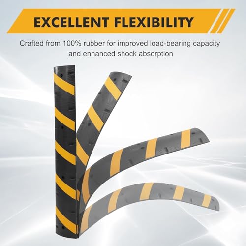 6Ft 2 Packs Recycled Rubber Speed Bump, 25000 Lbs Capacity Heavy Duty Traffic Calming Hump, 2 Channel Modular Cable Protector Ramps for Asphalt Concrete Gravel Driveway Road - size: 6ft