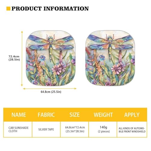 Dragonfly Floral Sunshade for Car Windshield Reflective Blocks Heat and Sun Foldable Sun Shade Shield Car Accessories Keeps Your Vehicle Cool Sun Visor Universal Fit Most Cars - color: Dragonfly Floral