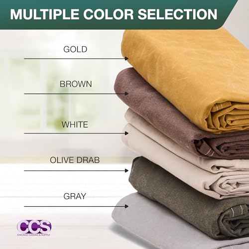 CCS Waterproof Canvas Tarp Cover – Heavy Duty Duck Cloth, Waxed Canvas Tarpaulin with Rustproof Brass Grommets for Camping, Construction, Equipment & Outdoor Use (Grey, 6x8 Ft) - color: Gray, size: 6 by 8 Feet