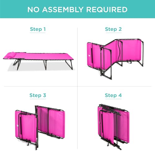 Best Choice Products Patio Chaise Lounge Chair, Portable Outdoor Folding Recliner for Lawn, w/ 8 Positions, Handles, 300lb Capacity - Hot Pink - color: Hot Pink