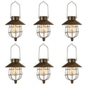 YAKii 6 Pack Solar Lantern Hanging Waterproof Outdoor Metal Solar Lamp with Warm White Light Decorate for Yard Garden Pathway Patio Porch (Antique Copper) - style: Copper-6 pack