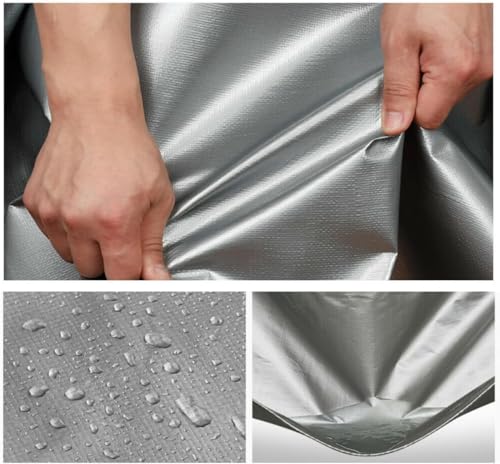 10'x 12' Tarps Heavy Duty Thick Waterproof, Poly Canopy Silver Tent Shelter Cover, 10 Mil Tarpaulin Shade, Rip and Tear Proof, UV Resistant Tarpaulin with Grommets and Reinforced Edges - color: Silver, size: 10 x 12ft