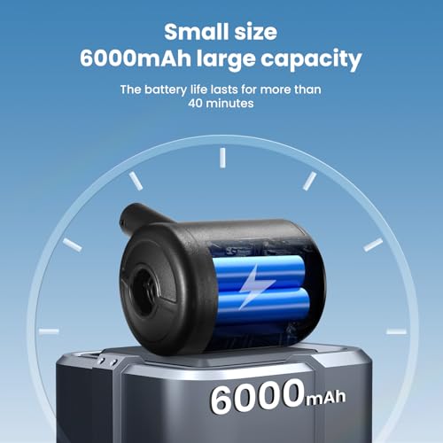 Portable Air Pump for Inflatables, Rechargeable Air Mattress Pump, 400L/min Quick-Fill Inflate & Deflate, 6000mAh Battery Powered Pump for Air Beds, Pool Floats, Vacuum Storage Bags