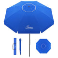 UIRWAY 8.5FT Beach Umbrella, Heavy Duty Windproof Beach Umbrella with Sand Anchor & Tilt Sun Shelter, Sun Protection Portable Beach Umbrellas with Carrying Bag for Beach, Patio Garden Outdoor