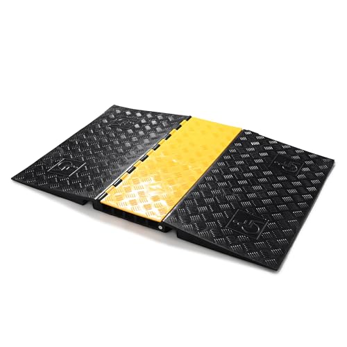 Yescom ADA Threshold Ramp for Wheelchair & Scooter, 5-Channel Rubber Cable Protector 110,000 Lbs Capacity Heavy Duty Bridge Ramp Non-Slip Wire Cord Cover for Driveway & Events - size: 2"h - 5 Channel - Ada