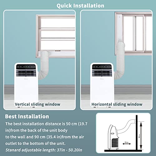 Shinco 8,000 BTU Portable Air Conditioner, AC Unit with Built-in Cool, Dehumidifier & Fan Modes for Room up to 350 sq.ft, Conditioner Remote Control, 24 Hour Timer, Installation Kit - color: SPF1-White-Standard, size: 8000 BTU