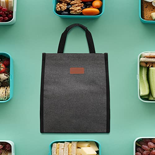 Lunch Bags for Women Insulated Reusable Lunch Tote with Internal Pocket, Lunch Tote bag for Work (Charcoal Grey) - color: Charcoal Grey, size: 2 Pack