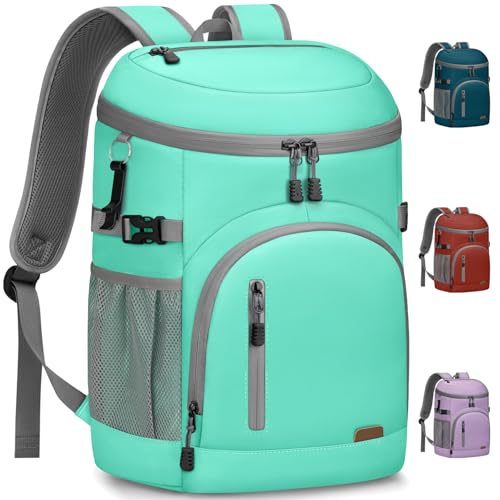 Pritent Cooler Backpack Insulated Waterproof,30/45 Cans Backpack Coolers Leakproof Lunch Backpack for Men Women Portable Soft Cooler Bag for Beach Camping Trave Picnic - color: leather blue, size: 30 Cans