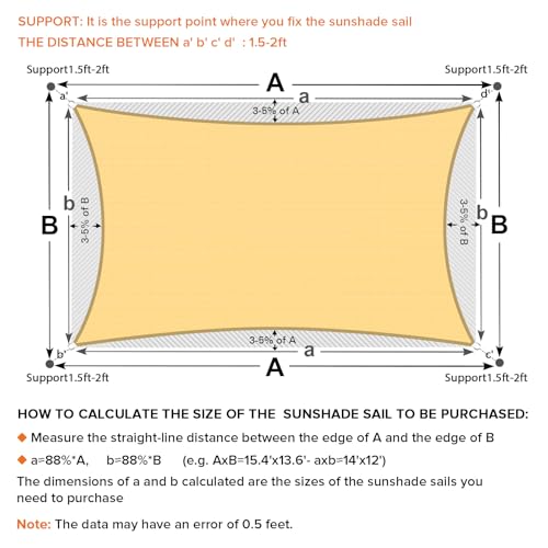 Artpuch Sun Shade Sail Beige 6'X24'Customized Curved Edges Rectangle Canopy 95% UV Block Sun Shade for Outdoor Patio Garden Backyard (We Make Custom Size) - color: Beige, size: 6'X24'Customized