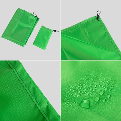 Ultralight Camping Tarp Waterproof Ground Sheet Floor Mat Folding Beach Mat Compact Tent Footprint for Outdoor Hiking Camping Picnic Green 1.4x2 m.