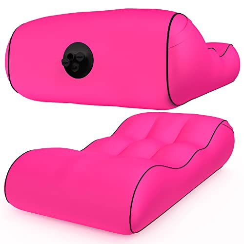 Inflatable Couch Air Chair, Beach Chair for Water Proof & Anti-Air Leaking Design, Blow Up Chair Indoor & Outdoor, Inflatable Lounger Air Chair Sofa Bed Sleeping Bag Couch,Pink - color: Pink