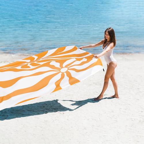 110''×118'' Waterproof Sandproof Beach Blanket 8 Adults, Sand Free Boho Sun Outdoor Beach Mat with 4 Stakes, Extra Large Compact Picnic Pockets Blanket Essential for Travel, Camping, Summer Vocation - color: Sun Quicksand, size: 9x10 FT (1～8 person)