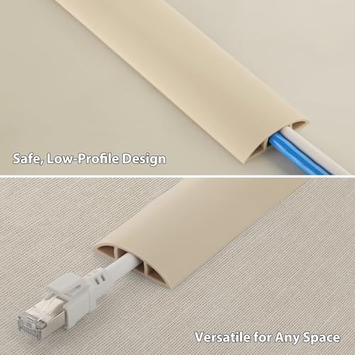 ZhiYo 3.6ft Cord Covers for Wires on Floor, Cord Hider Floor Hide Extension Cords, Soft PVC Cable Cover Cable Protector, Wire Cavity W0.62in H0.31in, Beige - color: Ivory Beige, size: 1.6'' W X 3.6' L