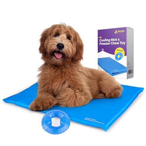 Hertzko Dog Mat & Chew Toy Set – Gel Pad with Innovative Gel Technology – Portable, Non-Toxic Pet Mat for Small to Medium Dogs & Cats up to 55 lbs – Ideal for Hot Days, Indoor & Outdoor Use