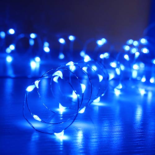[6-Pack] 7Ft Starry String Lights No Remote Fairy String Lights 20 Micro Starry LEDs On Silver Wire 2pcs CR2032 Batteries Included,Works for Wedding Centerpiece,Party,Christmas Table Decor (Blue) - color: Blue, size: 7ft