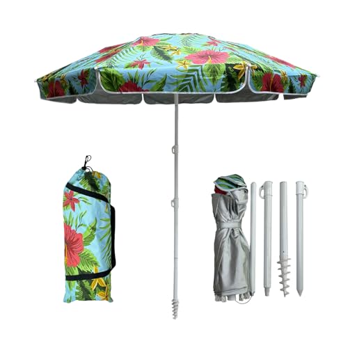 LOTTAFUN Portable Beach Umbrella 6.5ft – Lightweight Adjustable Outdoor Patio and Beach Umbrella Sun Shade with Sand Anchor & Carry Bag, Outdoor Folding no Tilt. - color: Multi Color