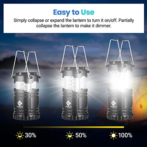 Etekcity Camping Lanterns for Power Outages 4 Pack, Flashlight for Camping Essentials, Survival Kit and Gear, Hurricane Preparedness Items, Emergency Led Battery Operated Lights, Black - size: 4 Pack