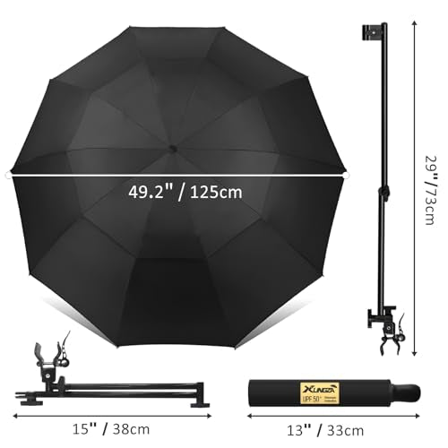XLINGZA UPF 50+ Beach Umbrella with Adjustable Universal Clamp - style: Double Layer/Manual/XL