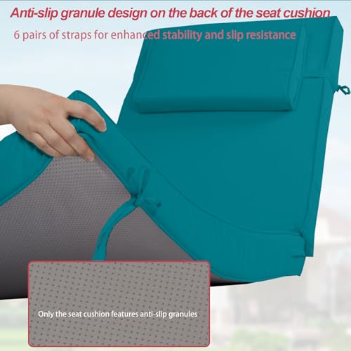 Chaise Lounge Cushions Outdoor 72x21x4 Inch, Patio Lounger Chair Cushion with Removable Cover, Fade Resistant Replacement Pad for Outdoor Furniture (Turquoise, 72x21x4 inch) - color: Turquoise