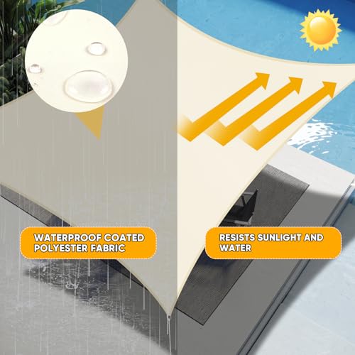 Shade&Beyond 8'X10' Waterproof Sun Shade Sail, Cream UV Block Sun Shades Outdoor, Shade Canopy for Garden Patio Backyard Lawn Deck, Rectangle - color: Cream, size: 0 8' X 1 0', style: Rectangle