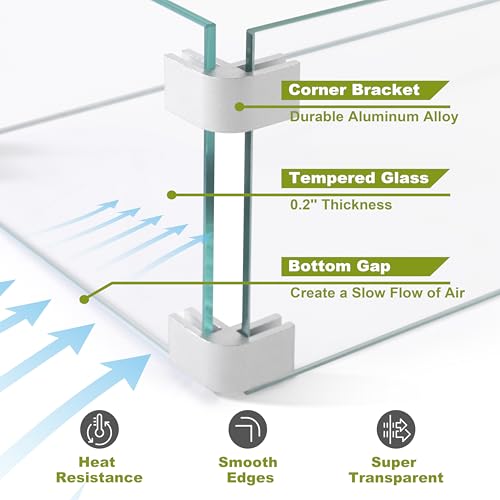 Nuu Garden Tempered Glass Wind Guard for Rectangular Propane Fire Pit Table 28.7''*10.2''*5.5'' Inch, Durable Flame Guard Shield with Aluminum Alloy Corner Brackets for Outdoor Patio Gas Fire Table - size: 28.7x10.2x5.5