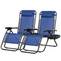 Nazhura Set of 2 Relaxing Recliners Patio Chairs Adjustable Steel Mesh Zero Gravity Lounge Chair Beach Chairs with Pillow and Cup Holder (Blue) - color: Blue