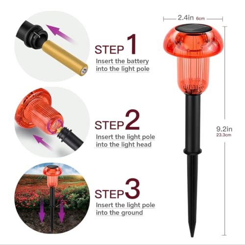 Easter Solar Pathway Lights Outdoor Decorative 4 Pack, Red LED Mushroom Solar Lights Outdoor Waterproof Solar Powered Decor for Yard Driveway Patio, Valentines Day Halloween Christmas Garden Decor - color: 4-Pack Red
