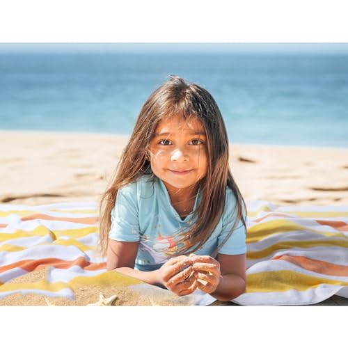Bornbay Large Beach Towel Oversized - 40"X70" Big Cute Beach Towels, Extra Large Plush Thick Pool Towel, XL Wide Fluffy Yellow Swimming Towel Oversize for Adults Mens Women - color: Yellow Salmon