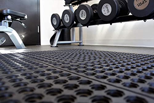 Envelor Interlocking Rubber Floor Mat Restaurant Kitchen Mat for Floor Anti Fatigue Bar Mat Door Mat Non - Slip Mat Indoor Outdoor Shower Pool Drainage Mat Durable Garage Flooring 36 x 36 Inch