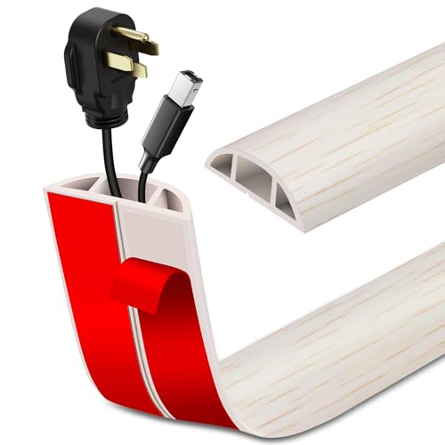 Floor Cord Cover Self Adhesive Cord Hider Floor Extension Cord Covers for Floor Power Cord Protector Cable Management Prevent Cable Trips Cable Cavity 0.47" W x 0.27" H (Beige Wood, 3.3Ft) - color: Beige Wood, size: 1.18" x 3.3'